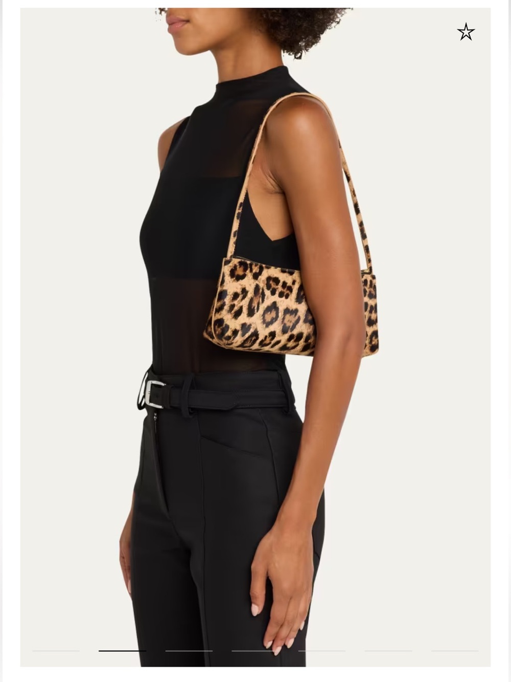 Mansur Gavriel Gaia Leopard Print Calf Hair Baguette Shoulder Bag - Picture 2 of 12